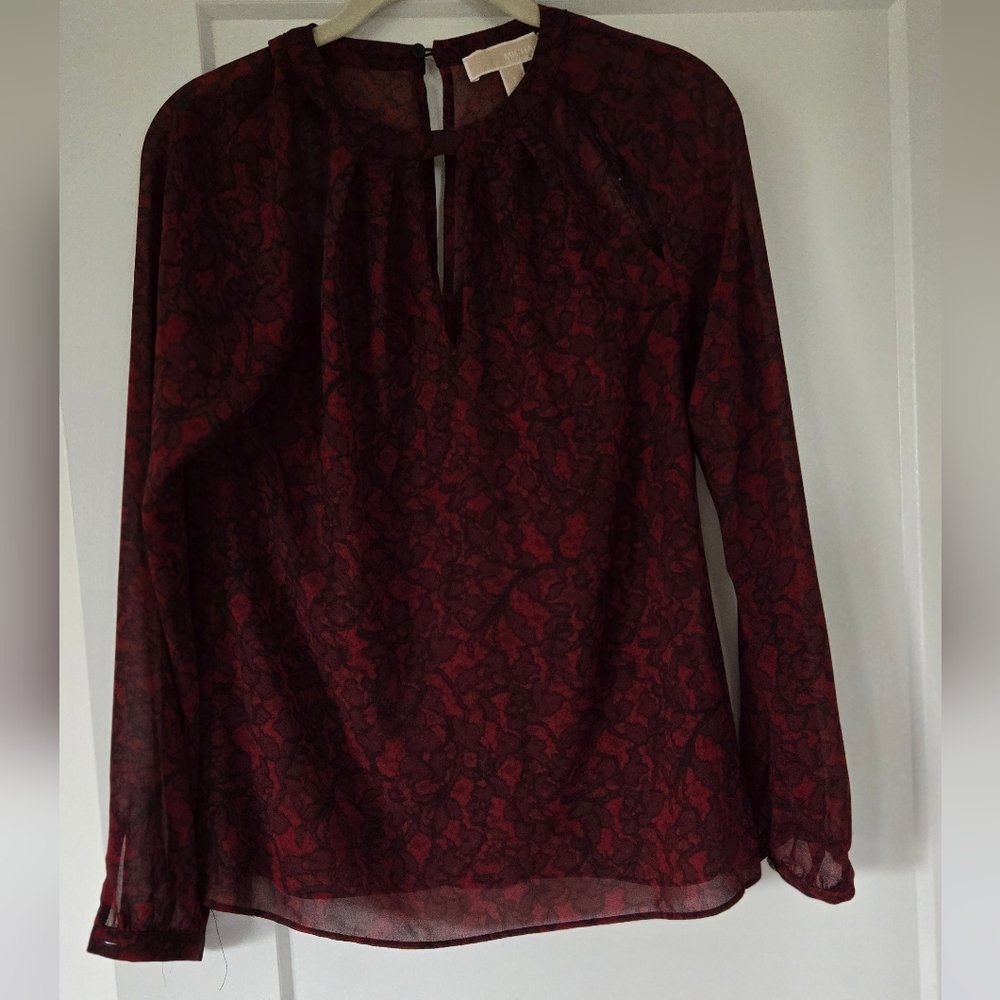 Michael Kors Dark Red Lace Blouse